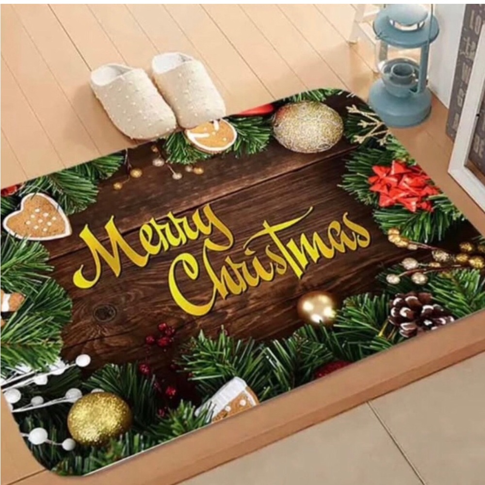 Merry Christmas Holiday Accent Rug - Green & Gold